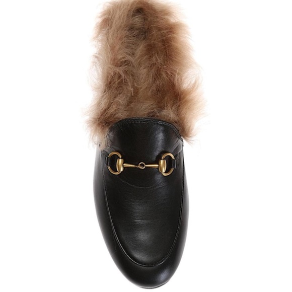 Gucci Leather Beige Fur Princetown Loafer Mules/Slides - Picture 9 of 12